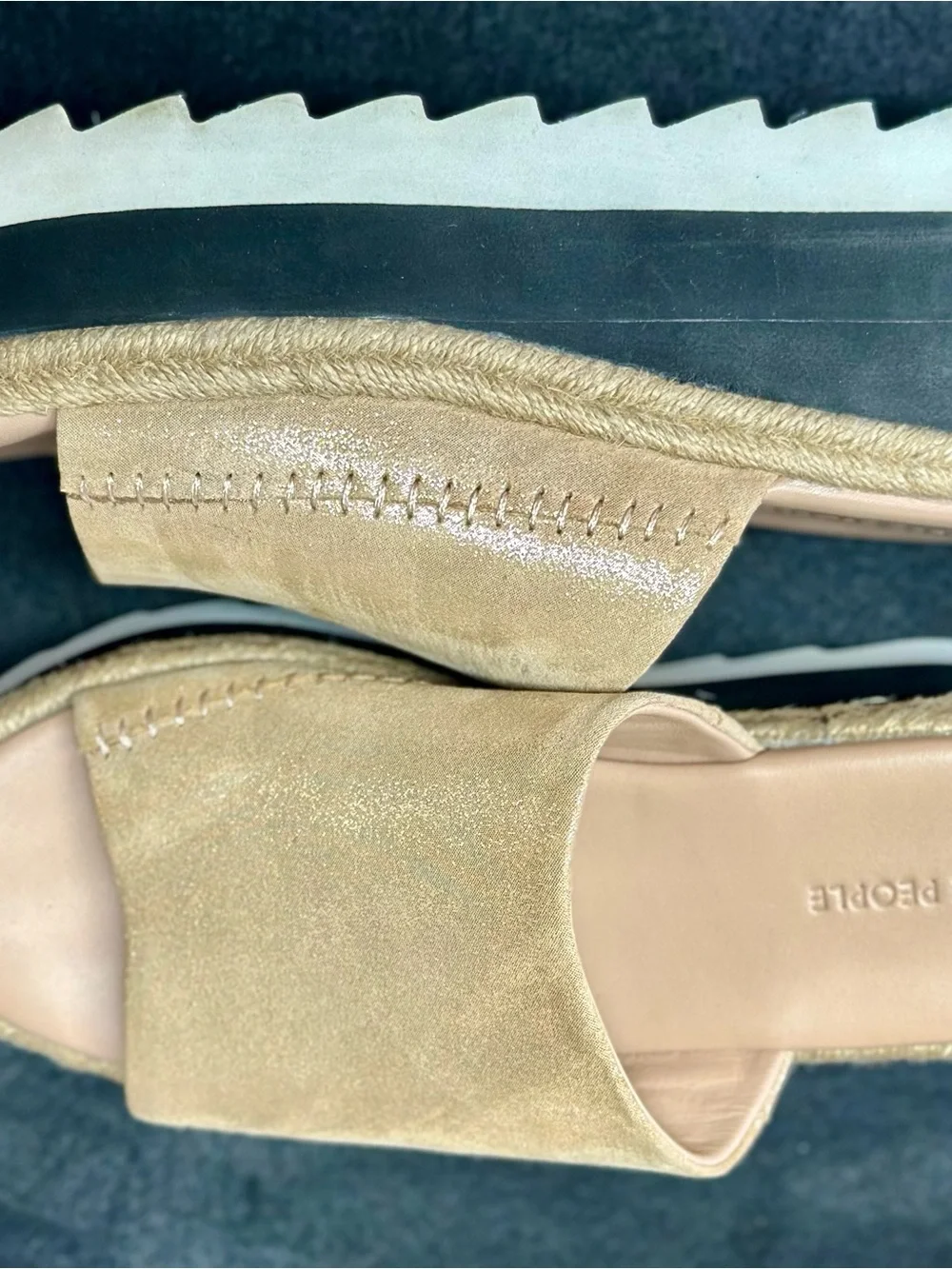 Free People Metallic Gold Platform Slide Mules sz 6